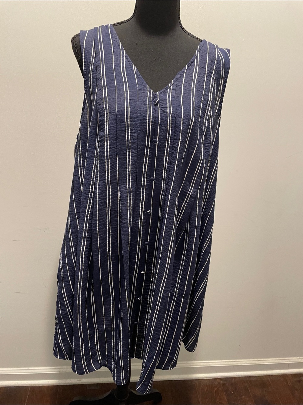 Ava & Viv Boho Style Tunic Dress Size XXL Navy White Stripes Oversized Relaxed